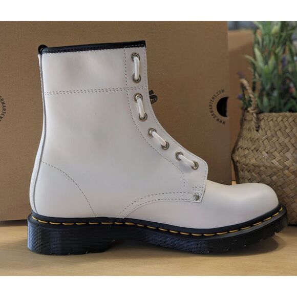 Dr. Martens 1460 Women's Twin Zip White Sendal Leather Combat Boots UK 8 NIB - Picture 10 of 15